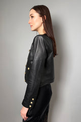 L'Agence Leather Jacket with Gold Buttons in Black - Ashia Mode - Vancouver, BC