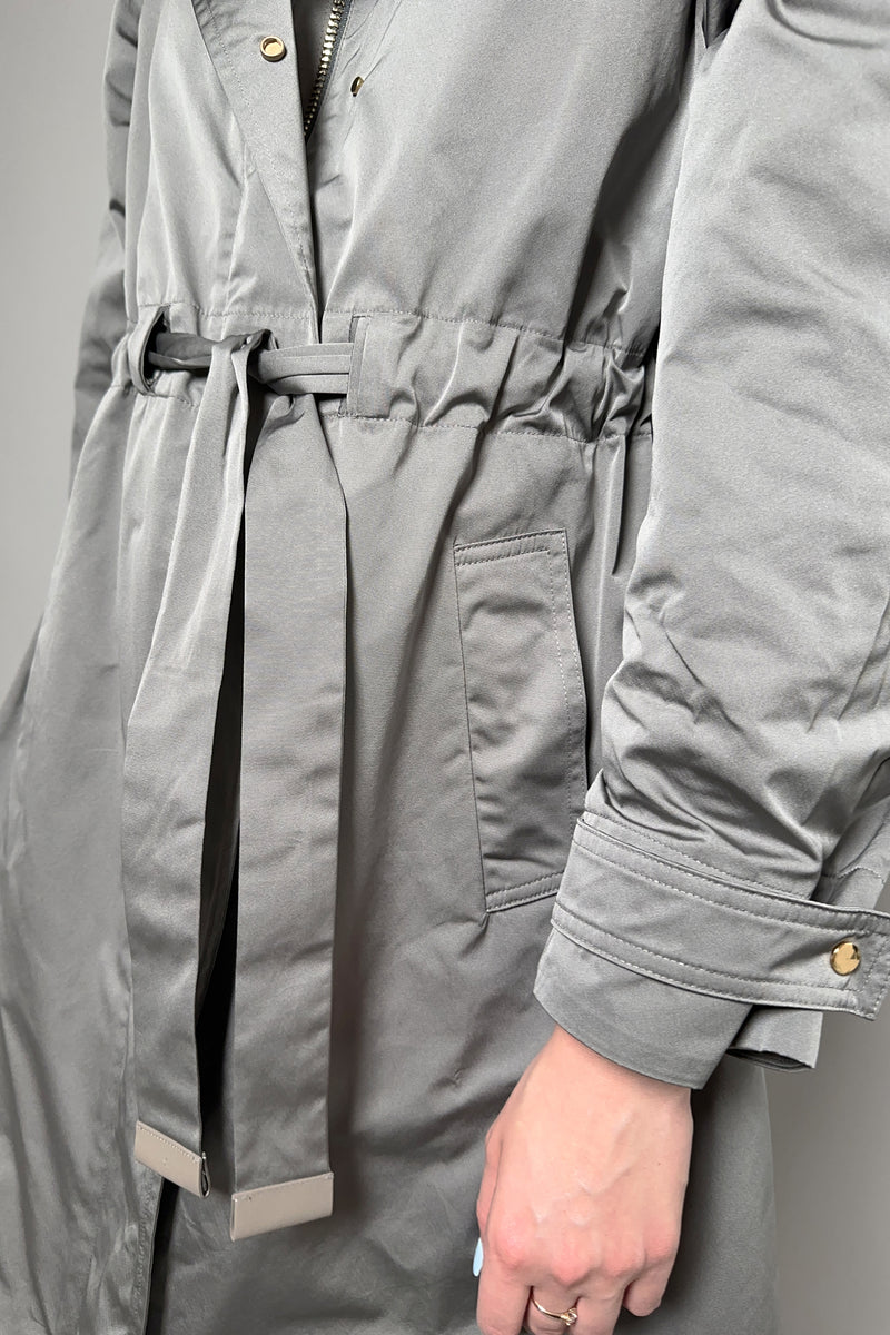 Lorena Antoniazzi Metallic Hooded Jacket in Slate