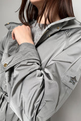 Lorena Antoniazzi Metallic Hooded Jacket in Slate