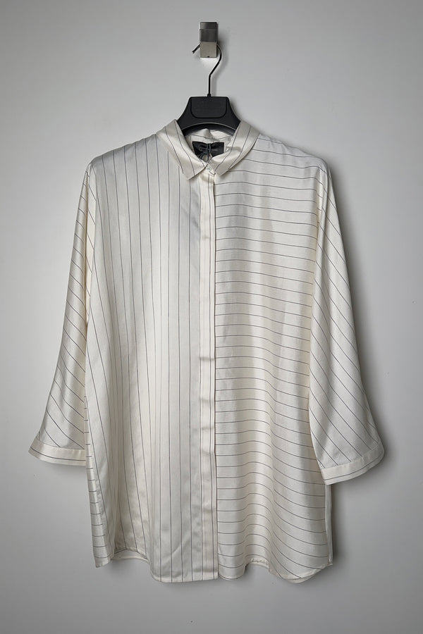 Lorena Antoniazzi Silk Shirt with Stripe Detail in Cream