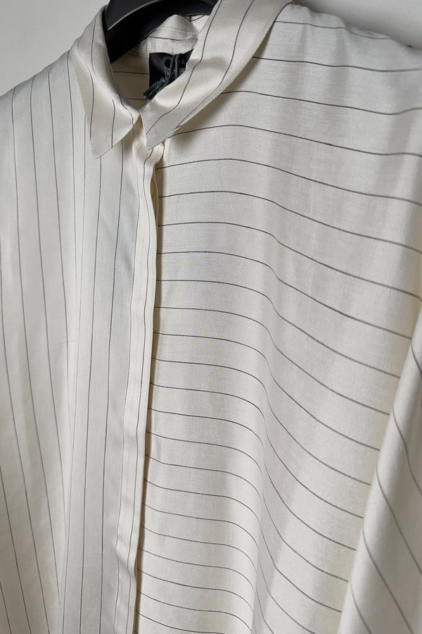 Lorena Antoniazzi Silk Shirt with Stripe Detail in Cream