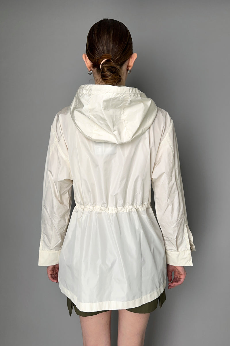 Lorena Antoniazzi Hooded Taffeta Jacket in Off-White