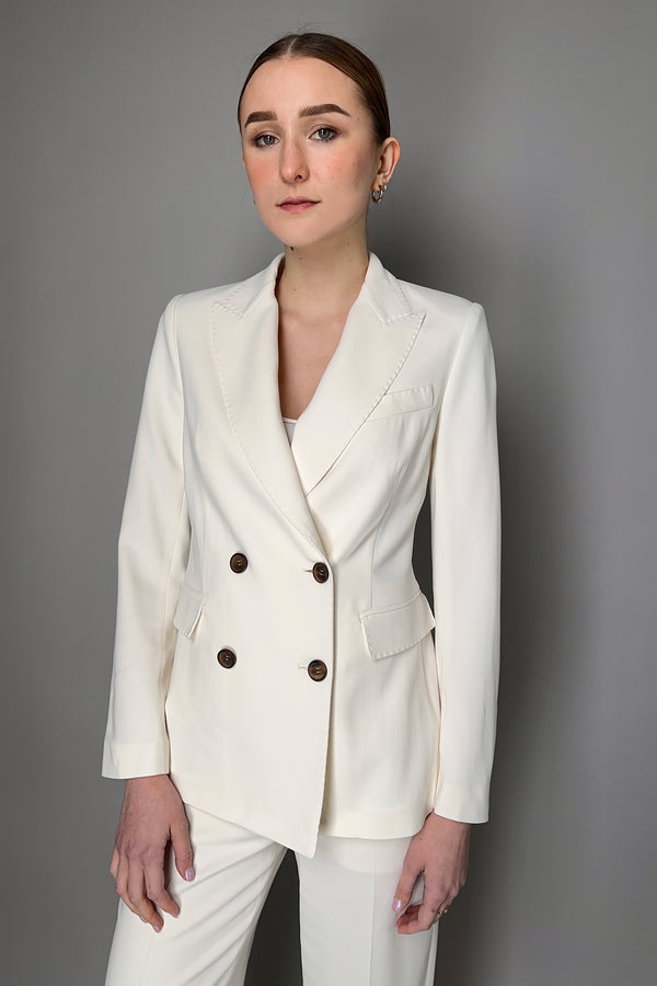 Lorena Antoniazzi Classic Double Breasted Viscose Blazer in Off-white- Ashia Mode- Vancouver, BC