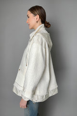 Lorena Antoniazzi Hooded Tweed and Taffeta Jacket in Off-White- Ashia Mode- Vancouver, BC