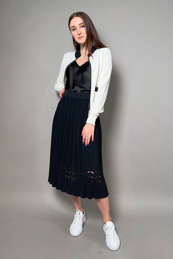 Lorena Antoniazzi Knit Cardigan with Black Trimmings in White