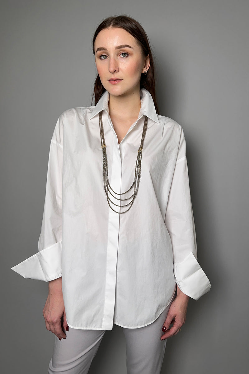 Lorena Antoniazzi Cocoon Back Shirt in White Vancouver. Shop Online or in Store.