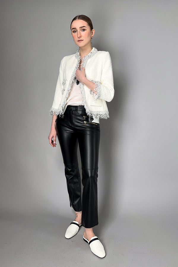 Lorena Antoniazzi Tweed and Fringe Cotton Jacket in Off-White- Ashia Mode- Vancouver, BC