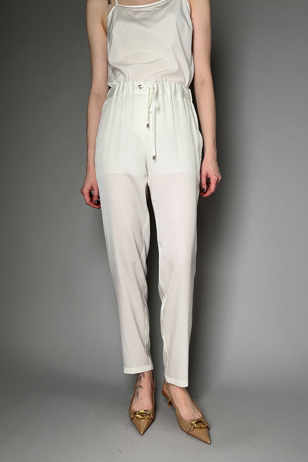 Lorena Antoniazzi Silk Pull-On Pants in Off-White