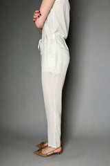 Lorena Antoniazzi Silk Pull-On Pants in Off-White