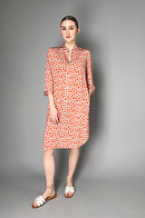 Rosso 35 Geometric Print Stretch Viscose Shirt Dress in Taupe and Orange