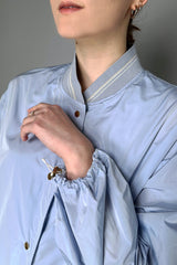 Lorena Antoniazzi Long Feather-Weight Taffeta Jacket in Sky Blue- Ashia Mode- Vancouver, BC