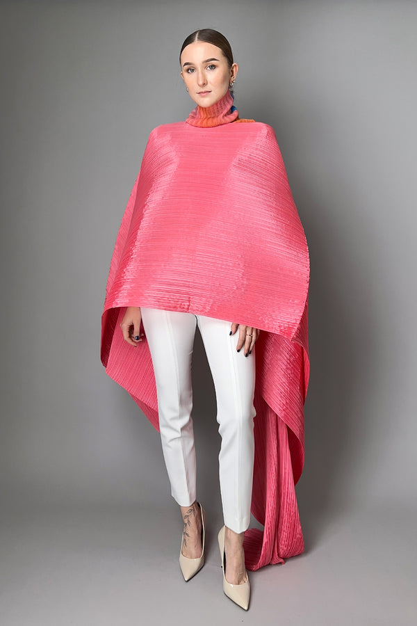 Pleats Please Issey Miyake Grande Madame-T Shawl in Coral Pink Vancouver. Shop Online or in Store.