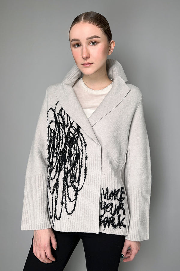Annette Gortz Merino Wool Embroidered Cardigan in Dune