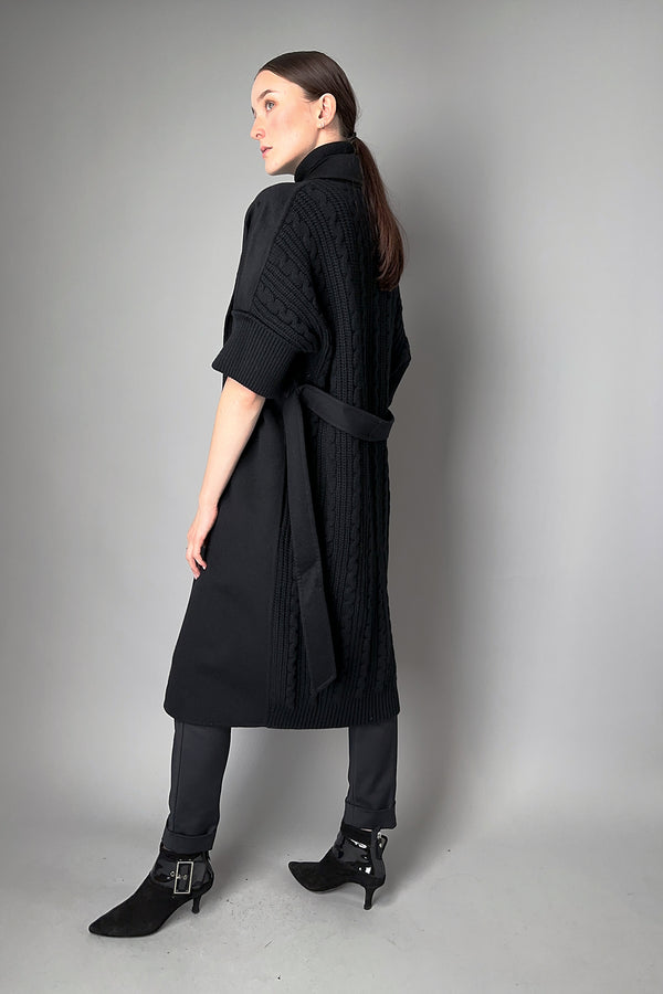 Manzoni 24 Loro Piana Cashmere Blend Long Coat with Knit Back in Black
