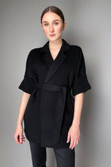 Manzoni 24 Loro Piana Cashmere Blend Coat with Knit Back in Black- Ashia Mode- Vancouver, BC
