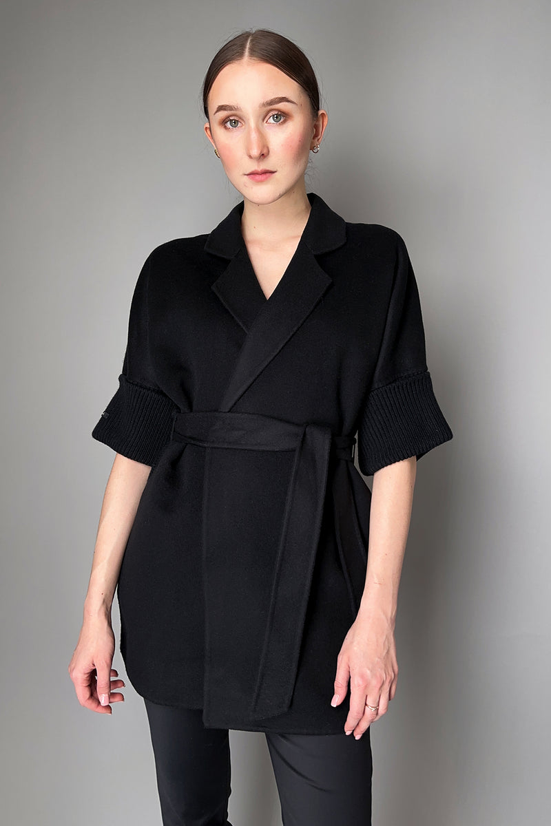 Manzoni 24 Loro Piana Cashmere Blend Coat with Knit Back in Black- Ashia Mode- Vancouver, BC