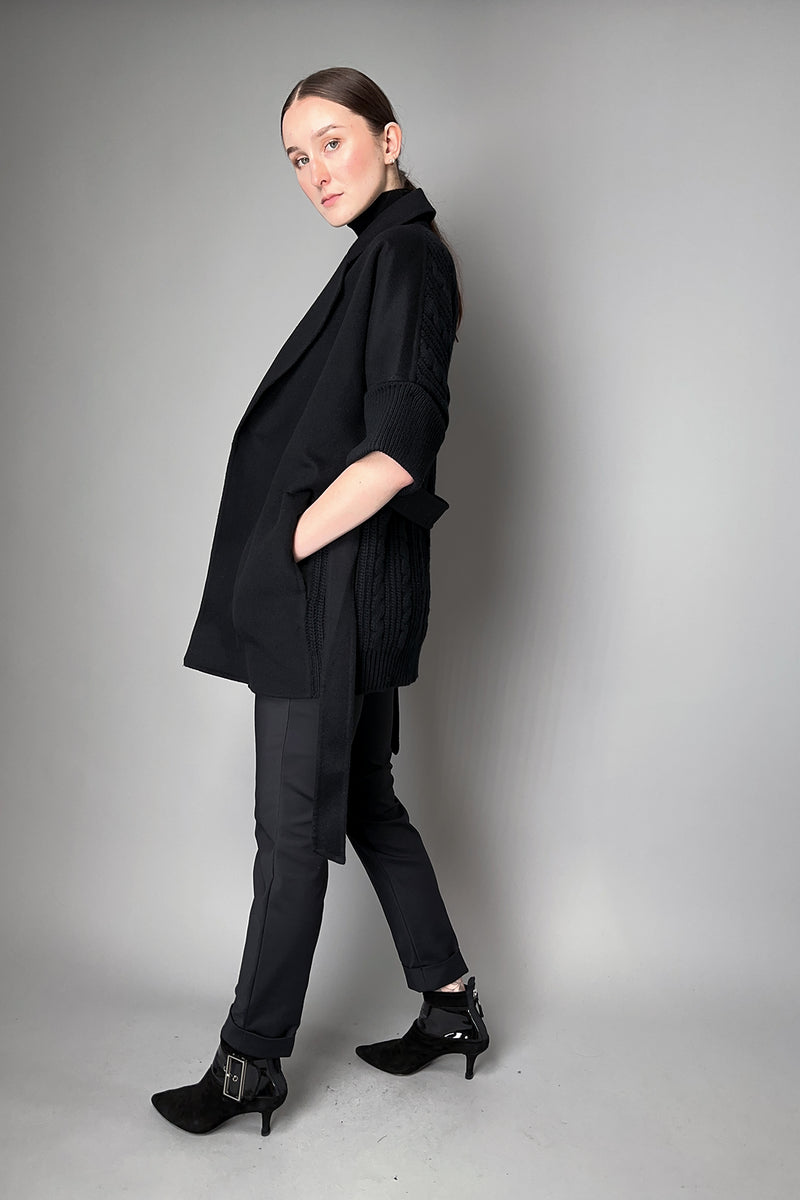 Manzoni 24 Loro Piana Cashmere Blend Coat with Knit Back in Black- Ashia Mode- Vancouver, BC