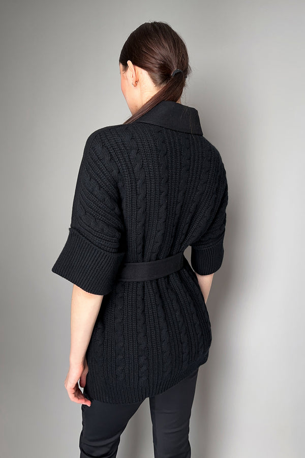 Manzoni 24 Loro Piana Cashmere Blend Coat with Knit Back in Black- Ashia Mode- Vancouver, BC