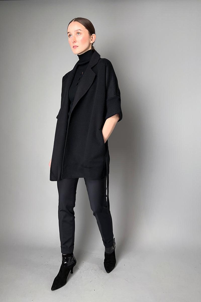 Manzoni 24 Loro Piana Cashmere Blend Coat with Knit Back in Black- Ashia Mode- Vancouver, BC