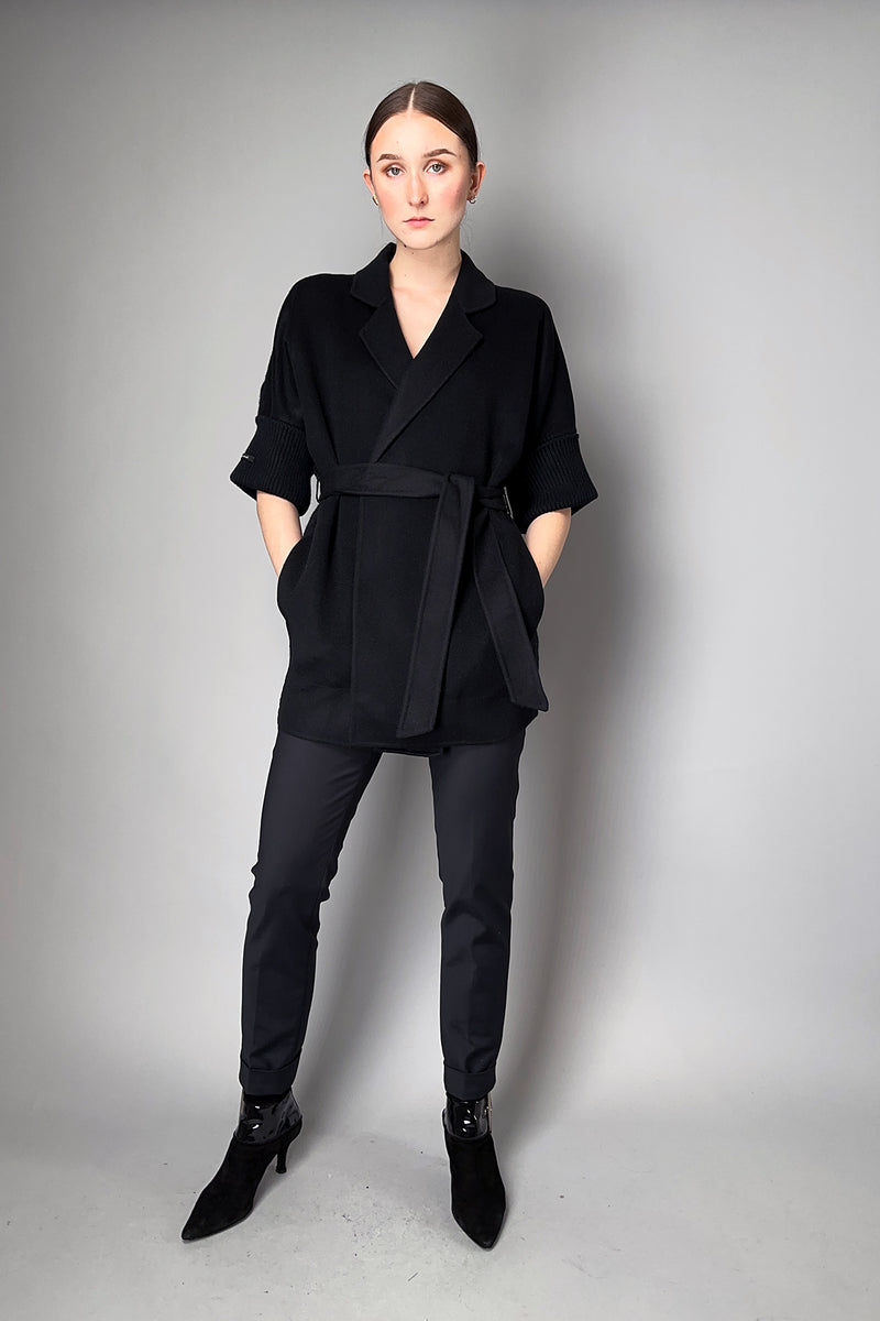 Manzoni 24 Loro Piana Cashmere Blend Coat with Knit Back in Black- Ashia Mode- Vancouver, BC