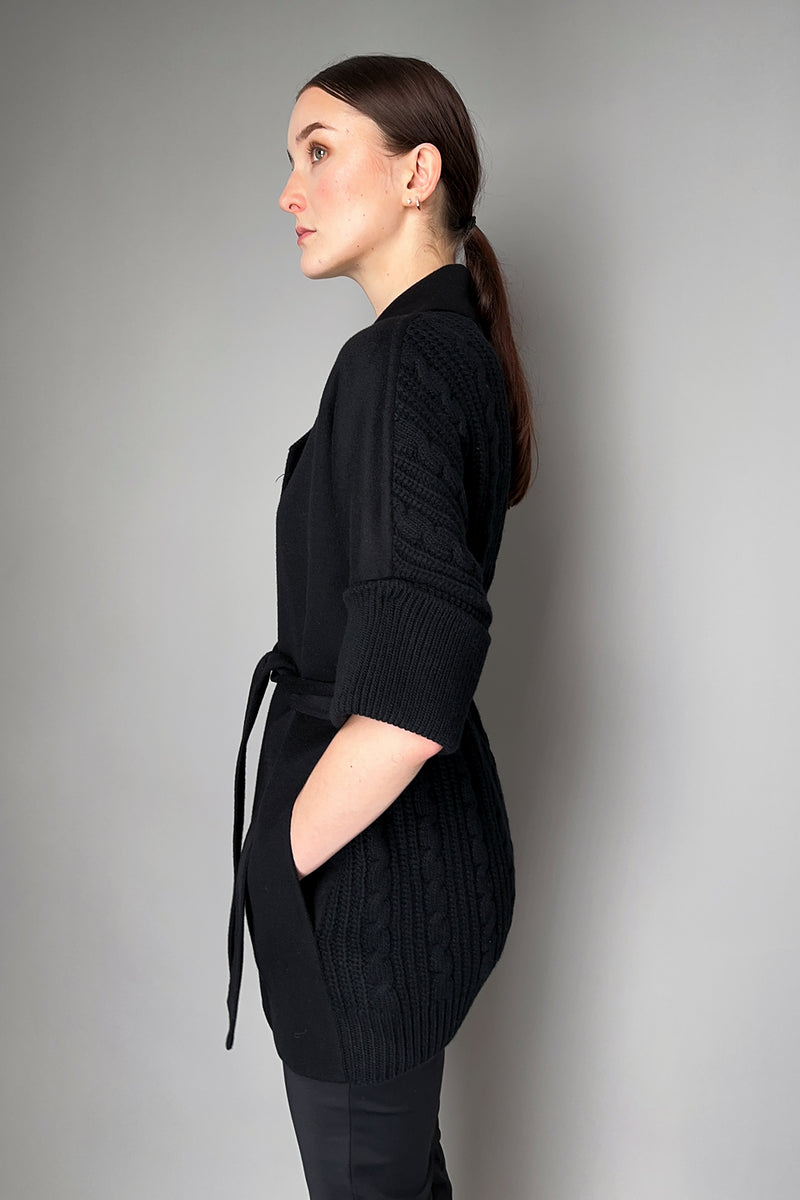 Manzoni 24 Loro Piana Cashmere Blend Coat with Knit Back in Black- Ashia Mode- Vancouver, BC