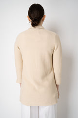 Amina Rubinacci Stretch Knit Cotton Linen Jacket with Slit Sides in Sesame Beige