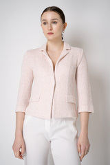 Amina Rubinacci Stretch Knit Sequined Cropped Jacket in Light Pink Vancouver. Shop Online or in Store.