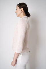 Amina Rubinacci Stretch Knit Sequined Cropped Jacket in Light Pink Vancouver. Shop Online or in Store.