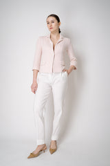 Amina Rubinacci Stretch Knit Sequined Cropped Jacket in Light Pink Vancouver. Shop Online or in Store.