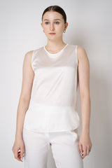 Amina Rubinacci Round Neck Silk Sleeveless Blouse in White