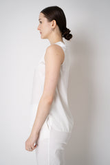 Amina Rubinacci Round Neck Silk Sleeveless Blouse in White