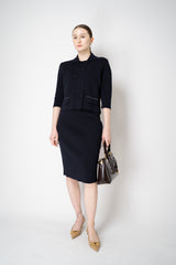 Fabiana Filippi Knit Cotton Pencil Skirt in Navy