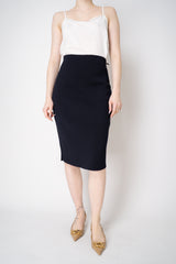 Fabiana Filippi Knit Cotton Pencil Skirt in Navy