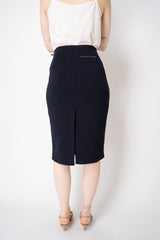 Fabiana Filippi Knit Cotton Pencil Skirt in Navy
