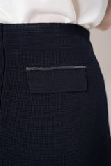 Fabiana Filippi Knit Cotton Pencil Skirt in Navy