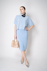 Fabiana Filippi Knit Cotton Pencil Skirt in Light Blue