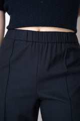 Fabiana Filippi Wool Pull-On Style Straight Leg Pants in Dark Navy