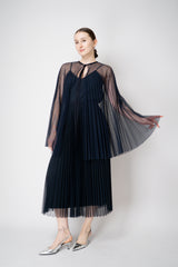 Fabiana Filippi Pleated Tulle Cape in Navy
