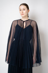 Fabiana Filippi Pleated Tulle Cape in Navy