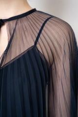Fabiana Filippi Pleated Tulle Cape in Navy