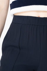 Fabiana Filippi Cady Pull-On Style Tapered Leg Pants in Dark Navy