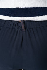 Fabiana Filippi Cady Pull-On Style Tapered Leg Pants in Dark Navy