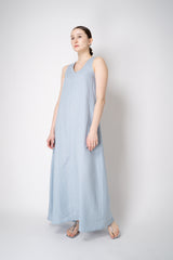 Amina Rubinacci A-line Linen Sleeveless Dress in Light Blue