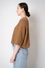 Fabiana Filippi Cotton Knit Cropped Short Sleeve Sequined Top in Sienna
