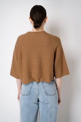 Fabiana Filippi Cotton Knit Cropped Short Sleeve Sequined Top in Sienna