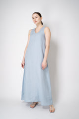 Amina Rubinacci A-line Linen Sleeveless Dress in Light Blue