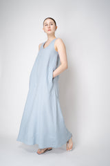 Amina Rubinacci A-line Linen Sleeveless Dress in Light Blue