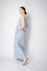 Amina Rubinacci A-line Linen Sleeveless Dress in Light Blue