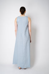 Amina Rubinacci A-line Linen Sleeveless Dress in Light Blue