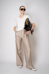 Fabiana Filippi Cotton Linen Knit Short Sleeve V-Neck Polo Top in White Vancouver. Shop Online or in Store.